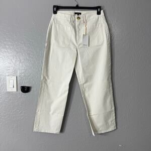 Quince Organic Stretch Cotton Chino Cropped Wide Leg Pants, Frost, 10